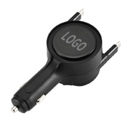 100W Retractable car charger with dual C charging cable