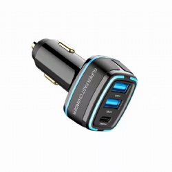 85W car charger with dual USB port and type C port