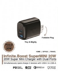SuperMINI 20W US Foldable Mobile phone charger